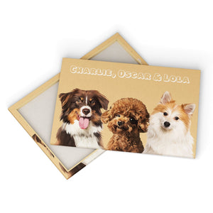 Modern: Custom Three Pet Canvas (Half Body) - Paw & Glory - Dog Portraits - Pet Portraits