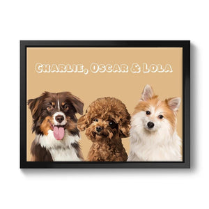 Modern: Custom Three Pet Canvas (Half Body) - Paw & Glory - Dog Portraits - Pet Portraits