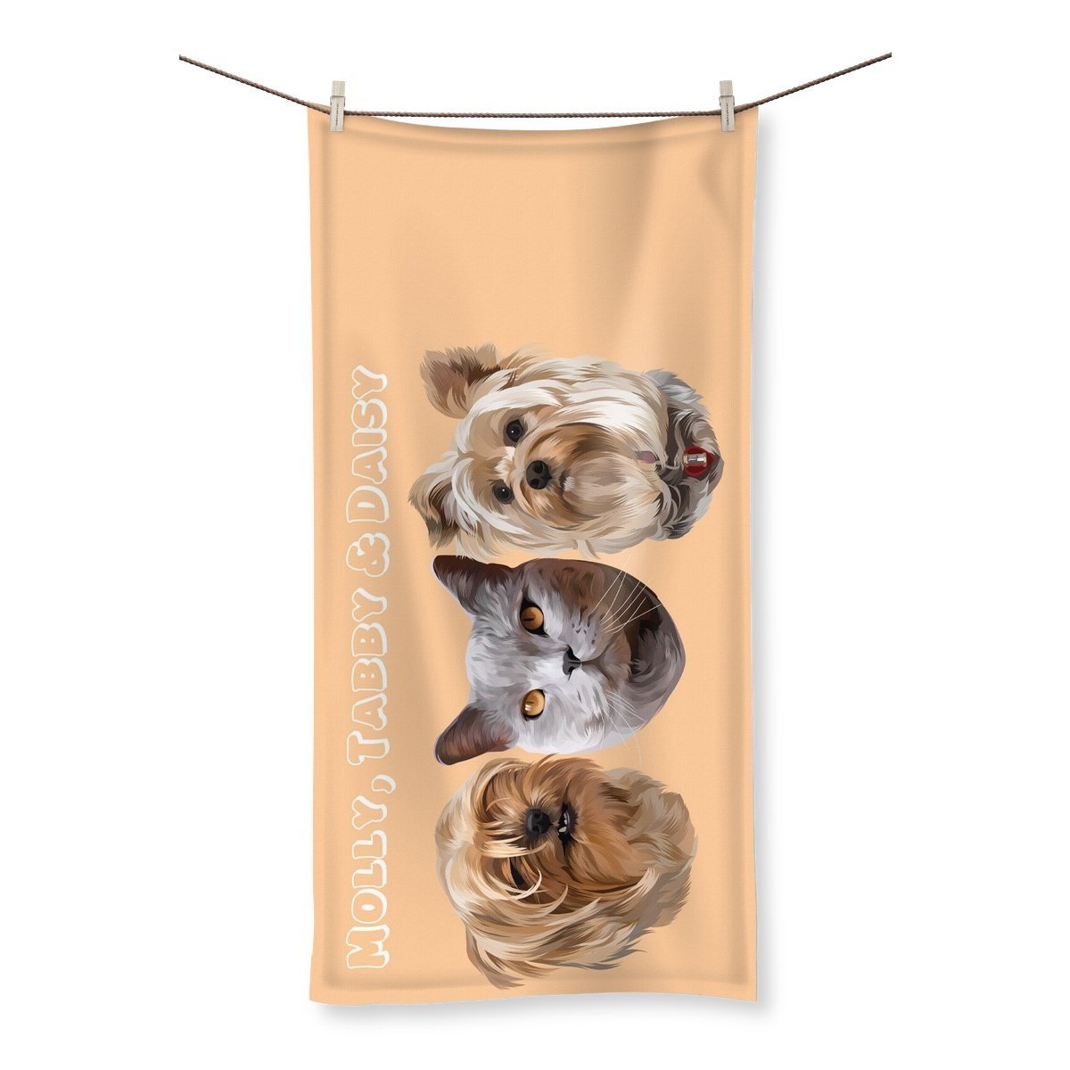 Modern: Custom Three Pet Towel - Paw & Glory - Dog Portraits - Pet Portraits