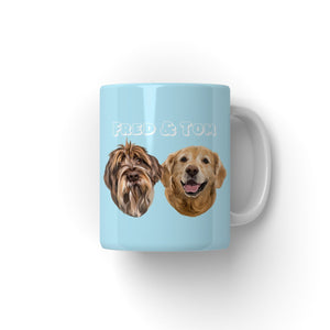 Modern: Custom Two Pet Coffee Mug - Paw & Glory - Dog Portraits - Pet Portraits