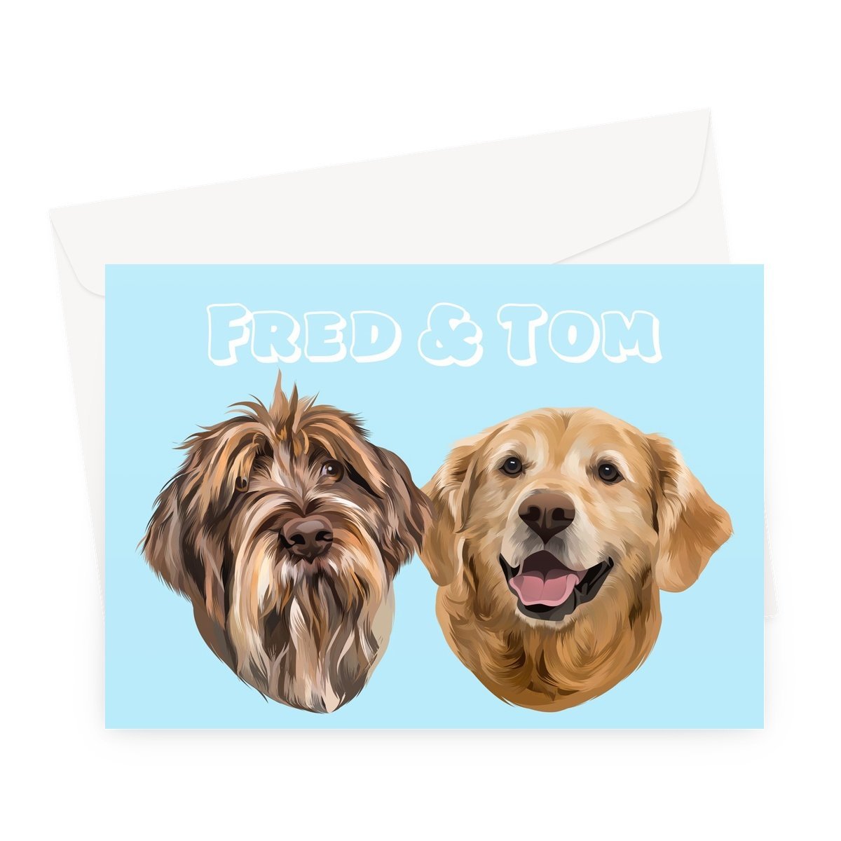 Modern: Custom Two Pet Greeting Card - Paw & Glory - Dog Portraits - Pet Portraits