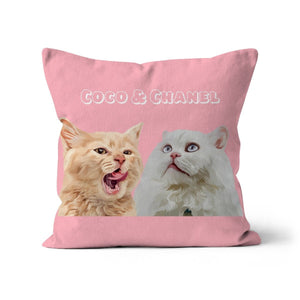 Modern: Custom Two Pet Pillow (Half Body) - Paw & Glory - Dog Portraits - Pet Portraits