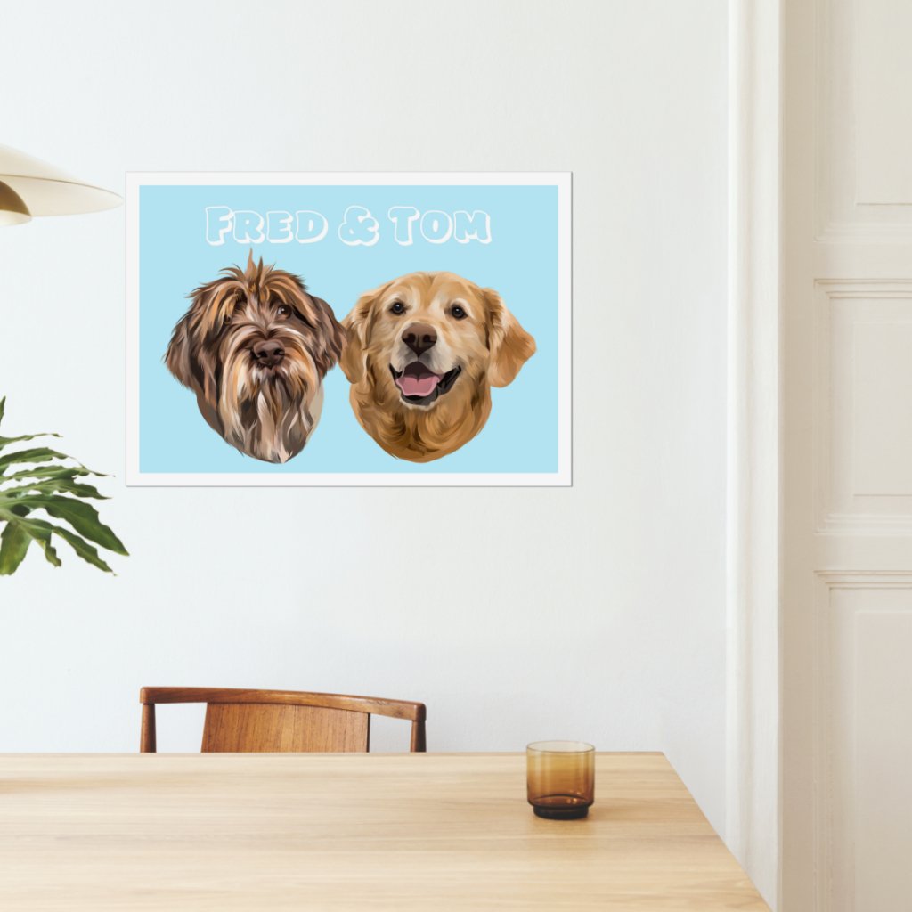 Modern: Custom Two Pet Poster - Paw & Glory - Dog Portraits - Pet Portraits