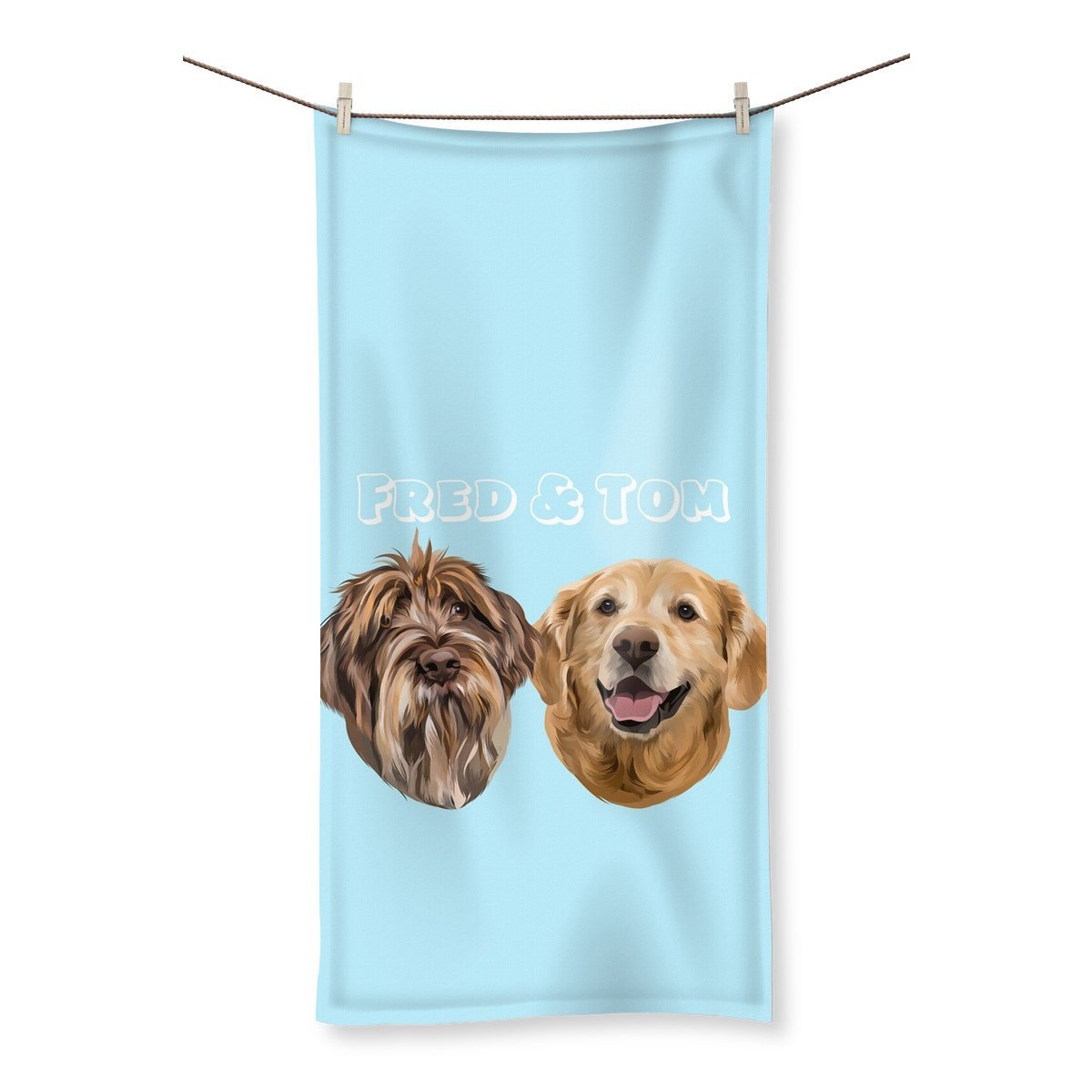 Modern: Custom Two Pet Towel - Paw & Glory - Dog Portraits - Pet Portraits