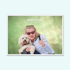 Mom and Pet Together: Custom Modern Pet Owner Portrait - Paw & Glory - Dog Portraits - Pet Portraits