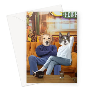 Monica & Chandler (Friends Inspired): Custom Pet Greeting Card - Paw & Glory - Dog Portraits - Pet Portraits