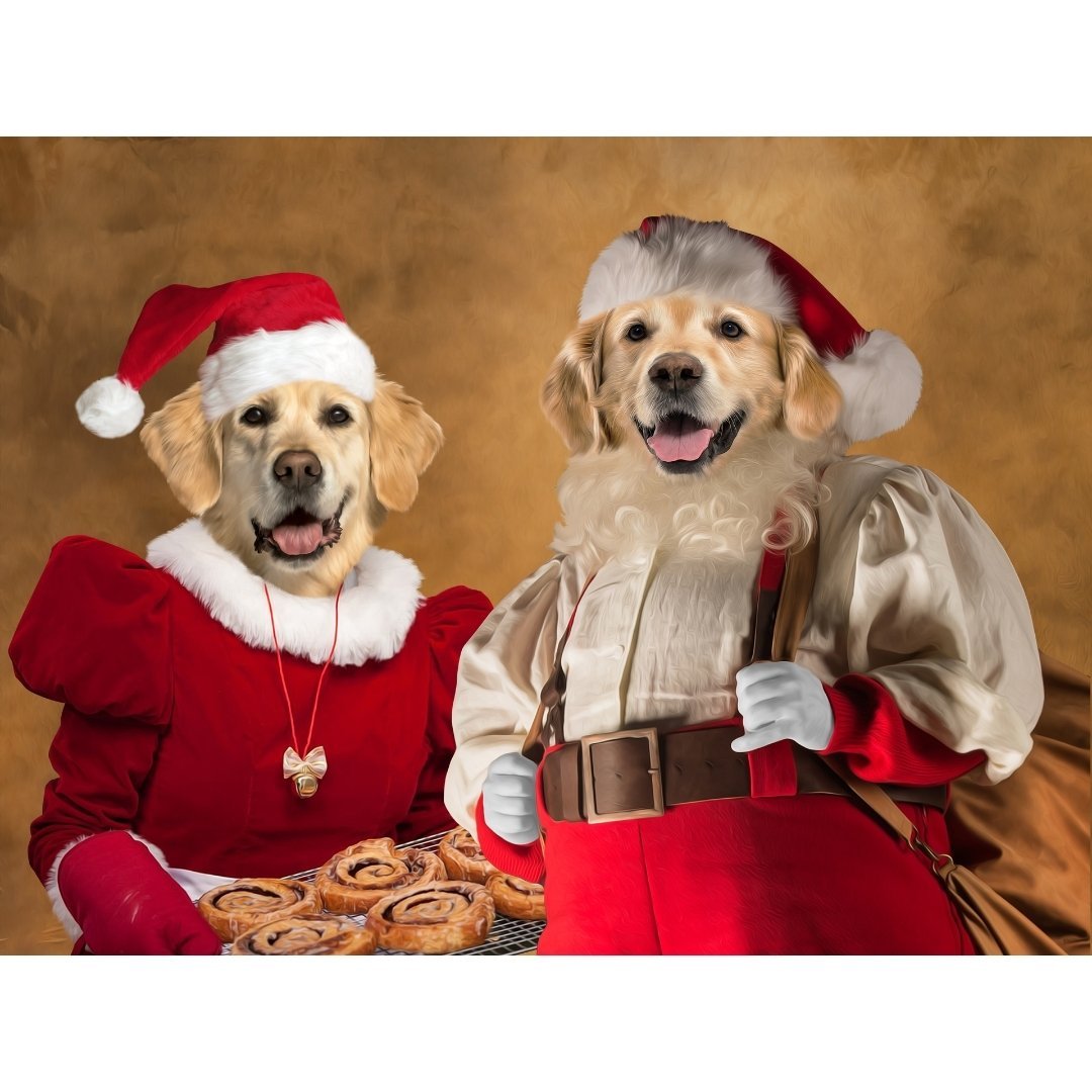 Mr & Mrs Claus: Custom Digital Download Pet Portrait - Paw & Glory - Dog Portraits - Pet Portraits