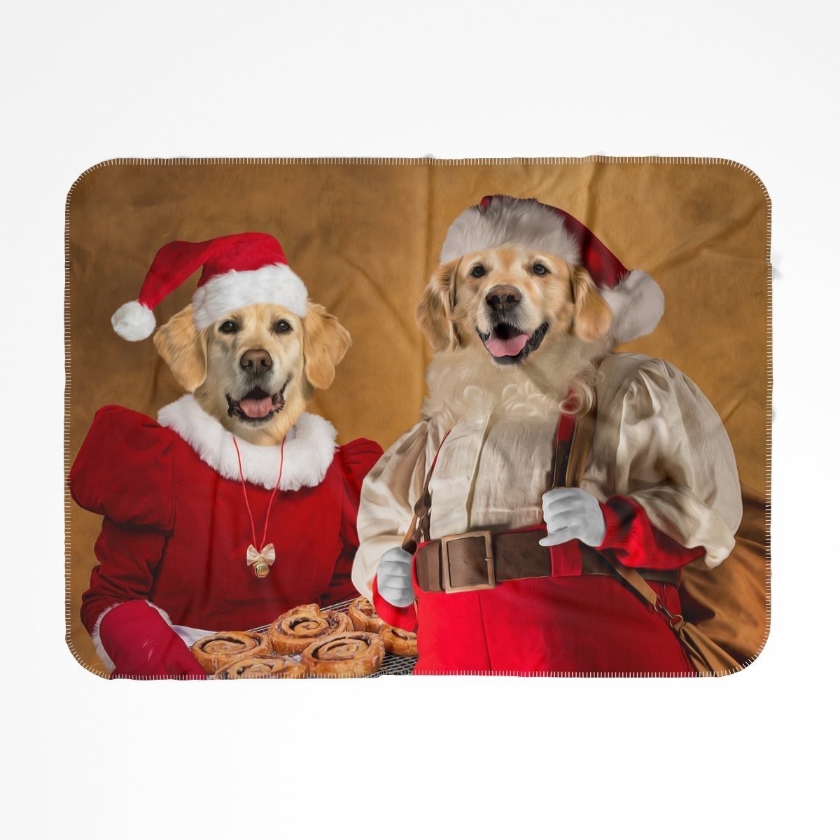 Mr & Mrs Claus: Custom Pet Blanket - Paw & Glory - Dog Portraits - Pet Portraits