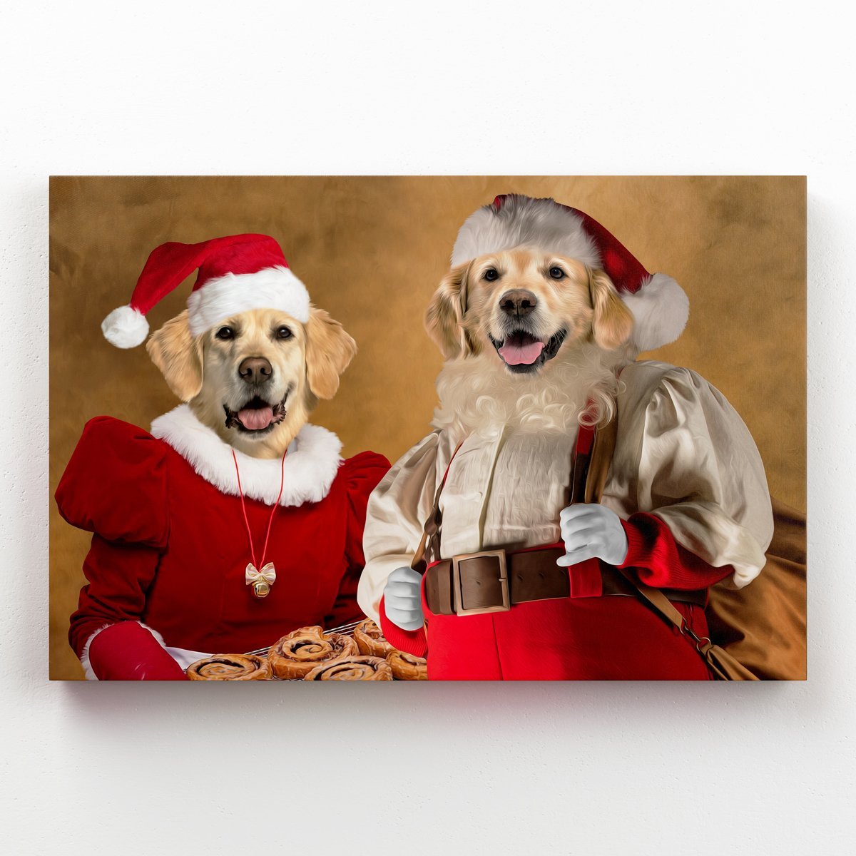 Mr & Mrs Claus: Custom Pet Canvas - Paw & Glory - Dog Portraits - Pet Portraits