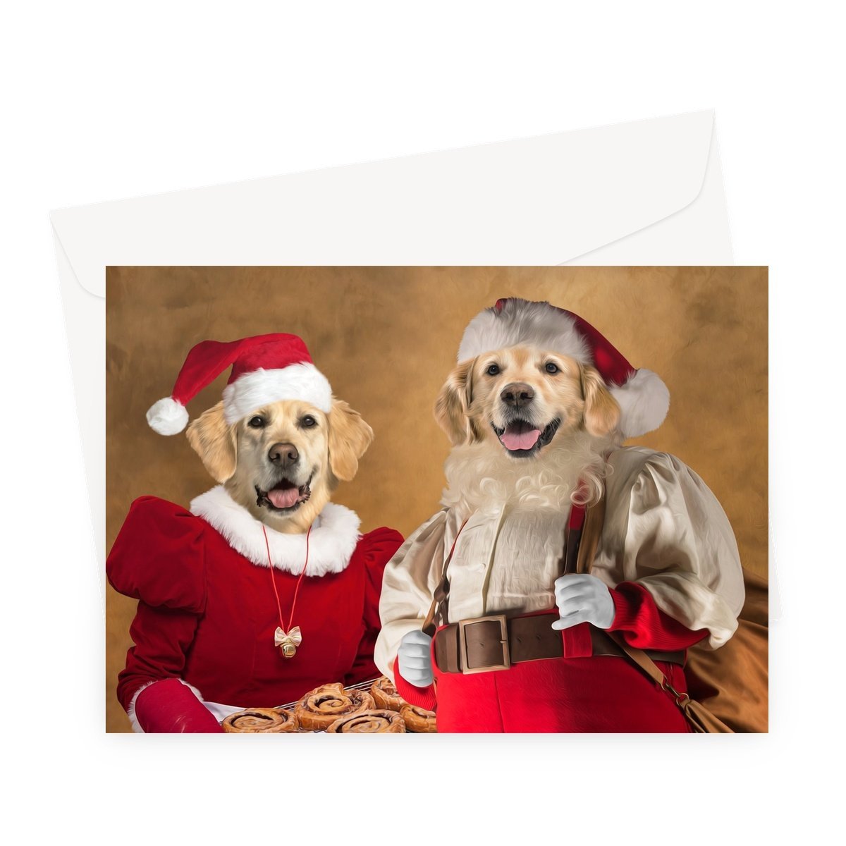 Mr & Mrs Claus: Custom Pet Greeting Card - Paw & Glory - Dog Portraits - Pet Portraits