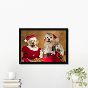 Mr & Mrs Claus: Custom Pet Portrait - Paw & Glory - Dog Portraits - Pet Portraits