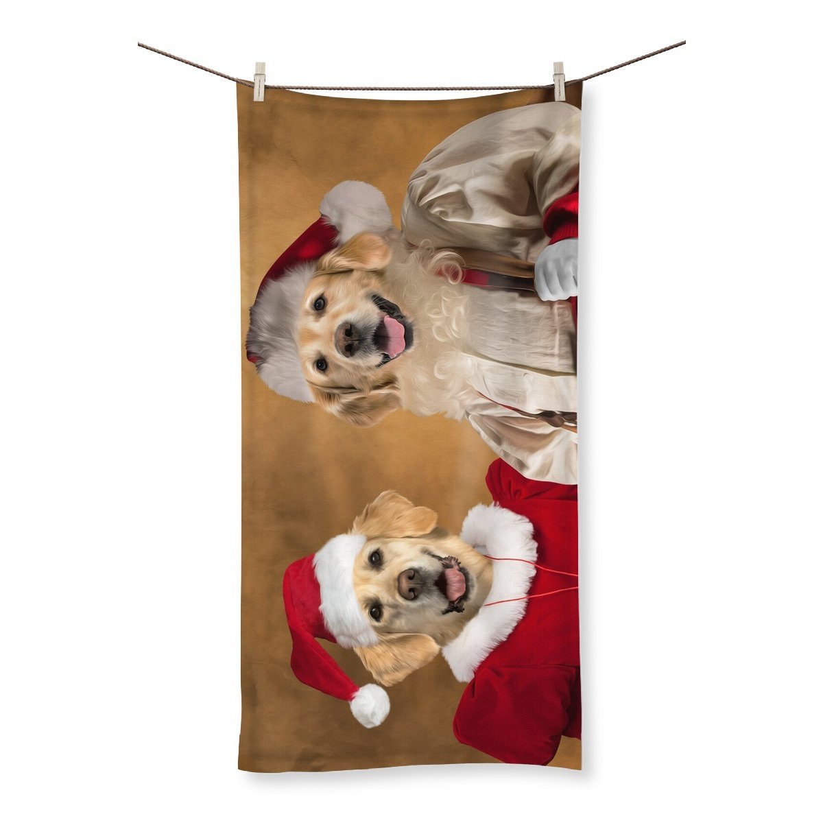 Mr & Mrs Claus: Custom Pet Towel - Paw & Glory - Dog Portraits - Pet Portraits