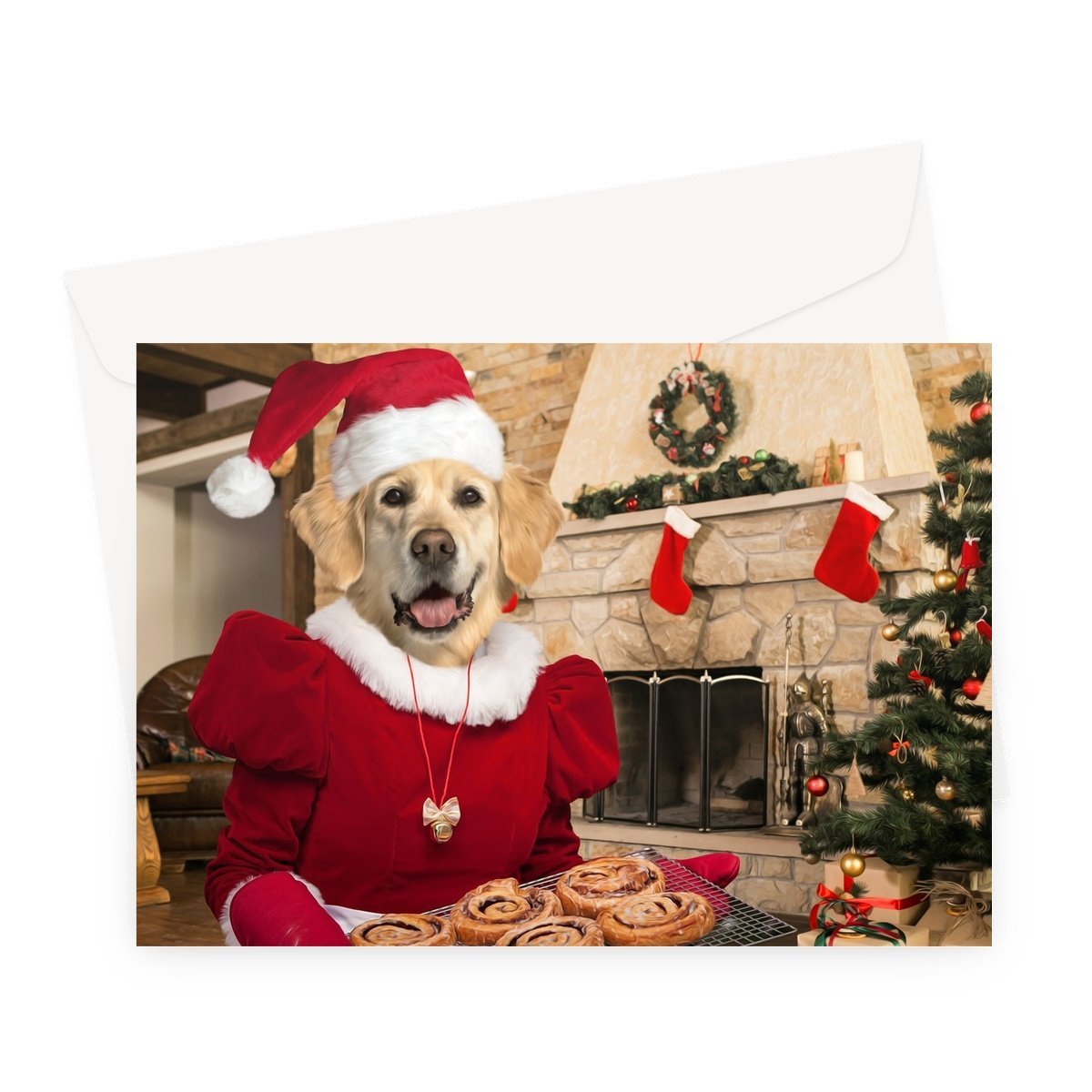 Mrs Claus Custom Pet Greeting Card - Paw & Glory - Dog Portraits - Pet Portraits