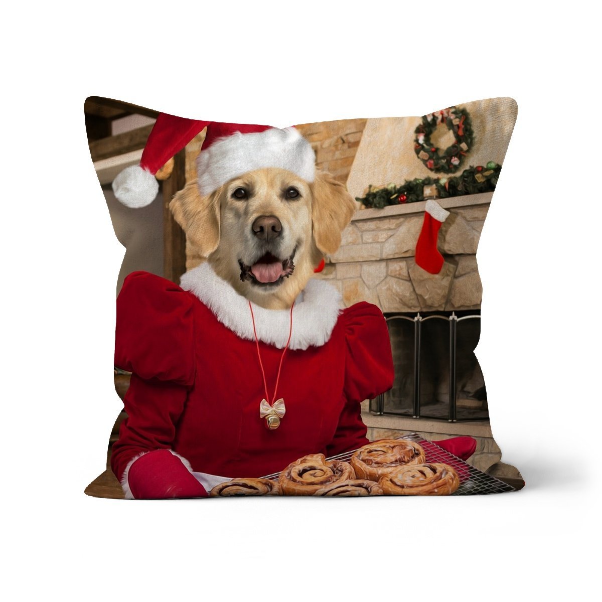 Mrs Claus: Custom Pet Pillow - Paw & Glory - Dog Portraits - Pet Portraits