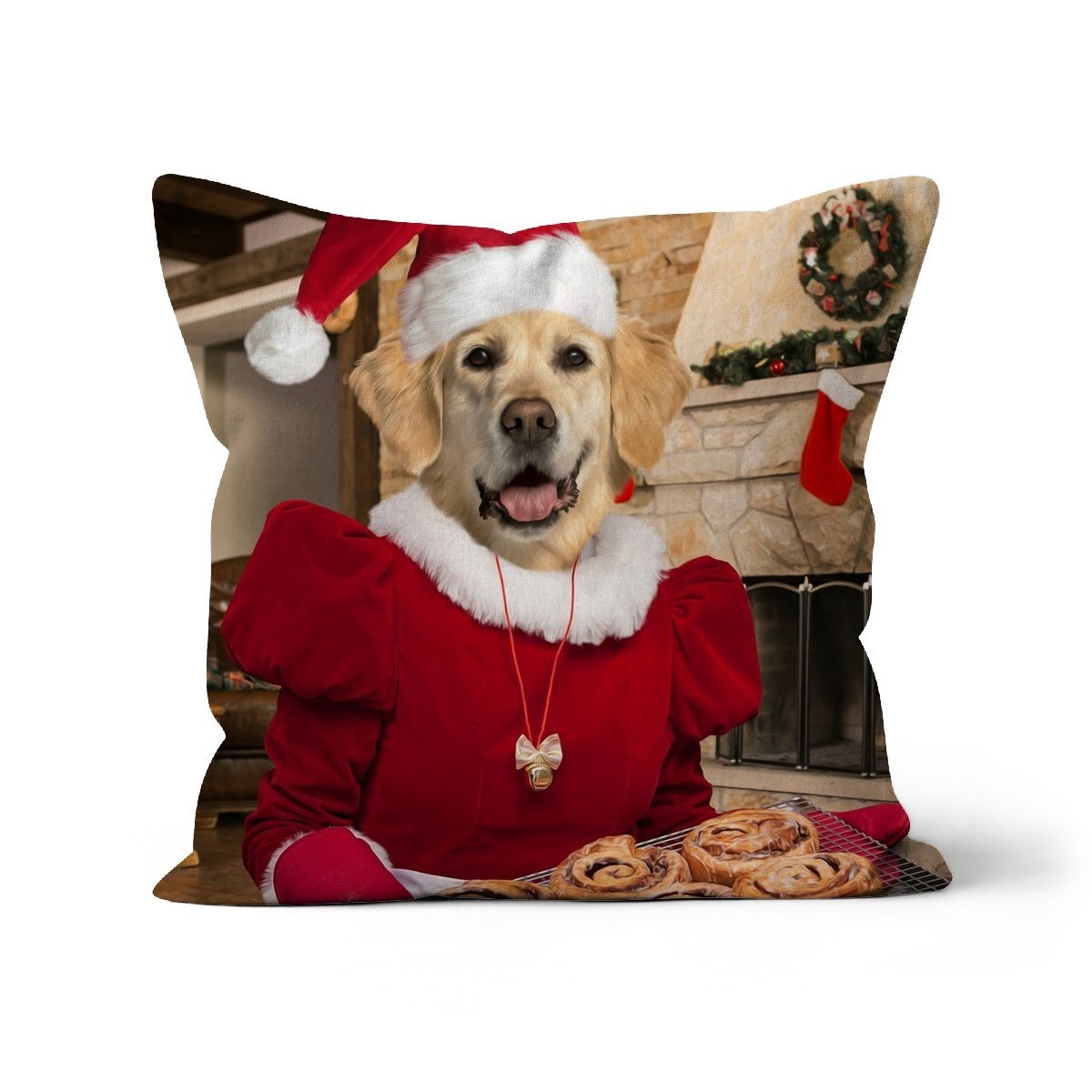 Mrs Claus: Custom Pet Pillow - Paw & Glory - Dog Portraits - Pet Portraits