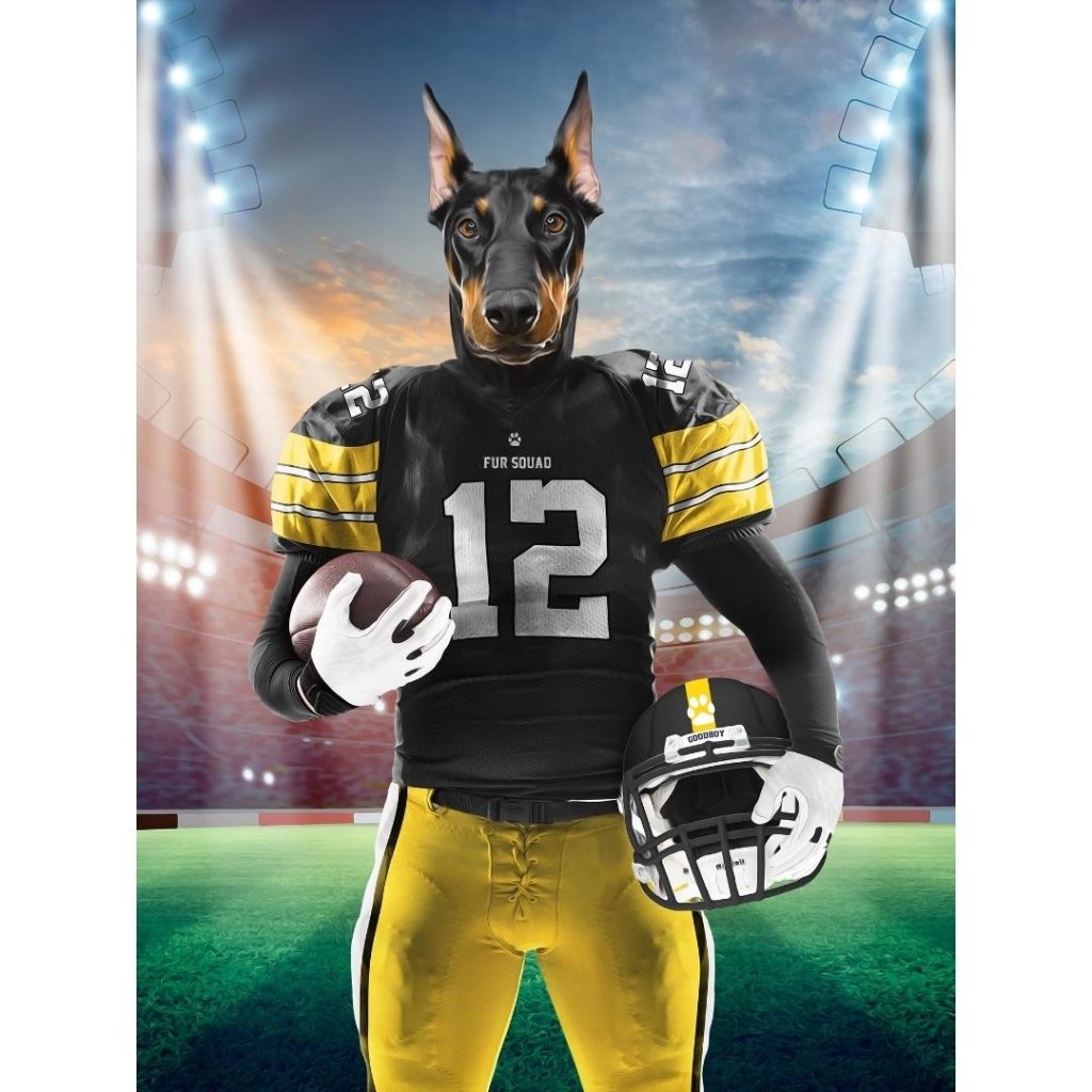 Muttsburgh Steeler: Custom Digital Download Pet Portrait - Paw & Glory - Dog Portraits - Pet Portraits