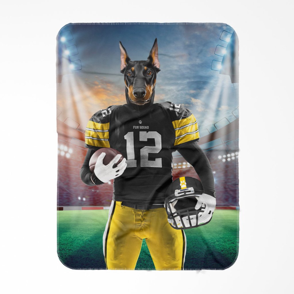 Muttsburgh Steeler: Custom Pet Blanket - Paw & Glory - Dog Portraits - Pet Portraits