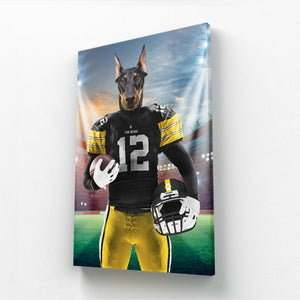 Muttsburgh Steeler: Custom Pet Canvas - Paw & Glory - Dog Portraits - Pet Portraits