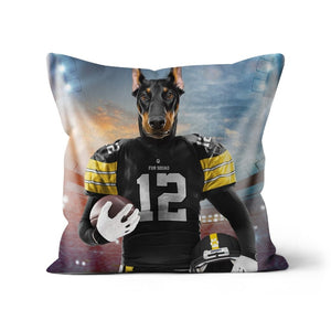 Muttsburgh Steeler: Custom Pet Pillow - Paw & Glory - Dog Portraits - Pet Portraits