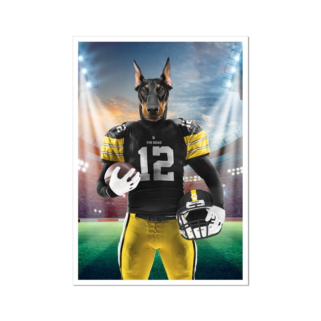 Muttsburgh Steeler: Custom Pet Poster - Paw & Glory - Dog Portraits - Pet Portraits