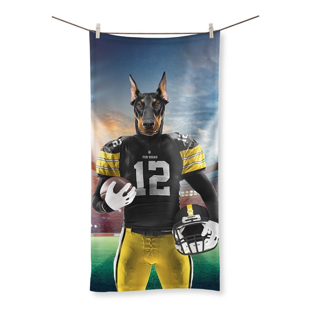 Muttsburgh Steeler: Custom Pet Towel - Paw & Glory - Dog Portraits - Pet Portraits