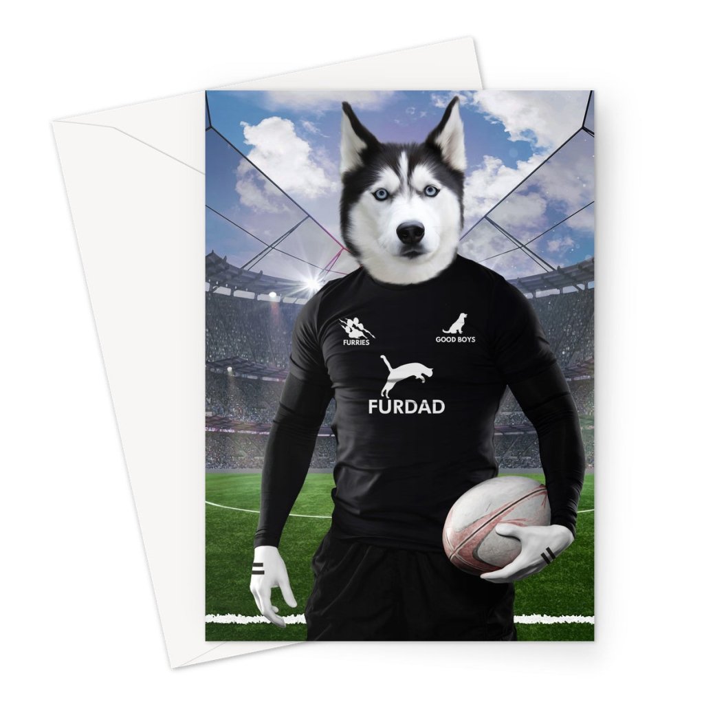 New Zealand Rugby Team: Custom Pet Greeting Card - Paw & Glory - Dog Portraits - Pet Portraits