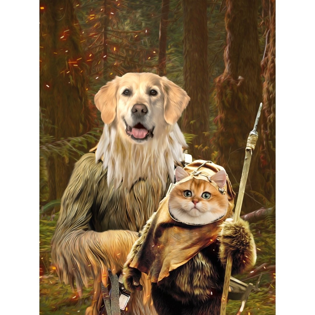 Pawbecca & Ewok (Star Wars Inspired): Custom Digital Download Pet Portrait - Paw & Glory - Dog Portraits - Pet Portraits