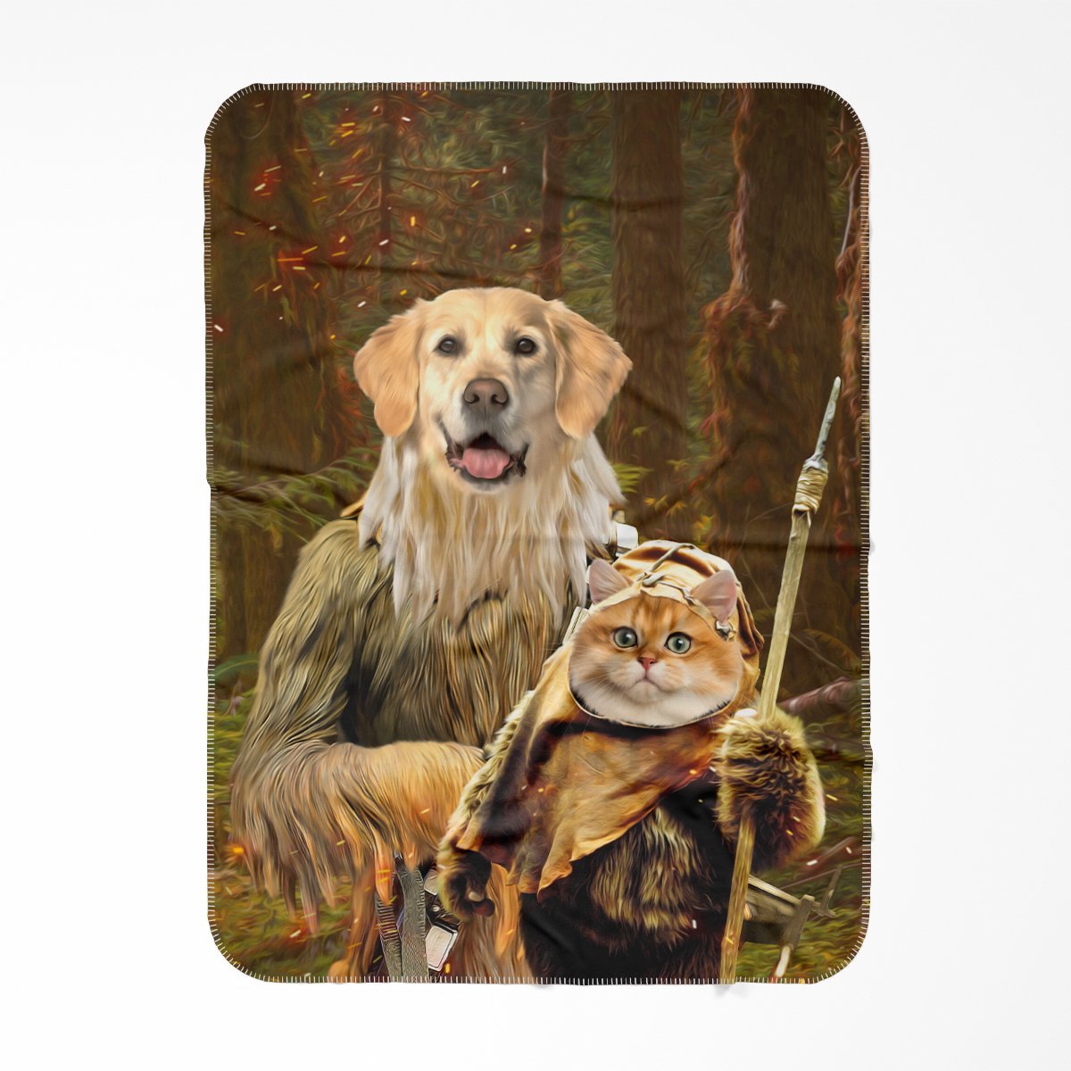 Pawbecca & Ewok (Star Wars Inspired): Custom Pet Blanket - Paw & Glory - Dog Portraits - Pet Portraits