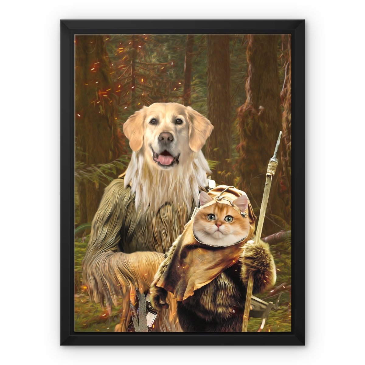 Pawbecca & Ewok (Star Wars Inspired): Custom Pet Canvas - Paw & Glory - Dog Portraits - Pet Portraits