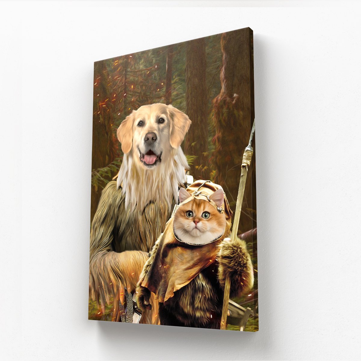 Pawbecca & Ewok (Star Wars Inspired): Custom Pet Canvas - Paw & Glory - Dog Portraits - Pet Portraits