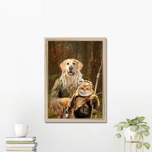 Pawbecca & Ewok (Star Wars Inspired): Custom Pet Portrait - Paw & Glory - Dog Portraits - Pet Portraits