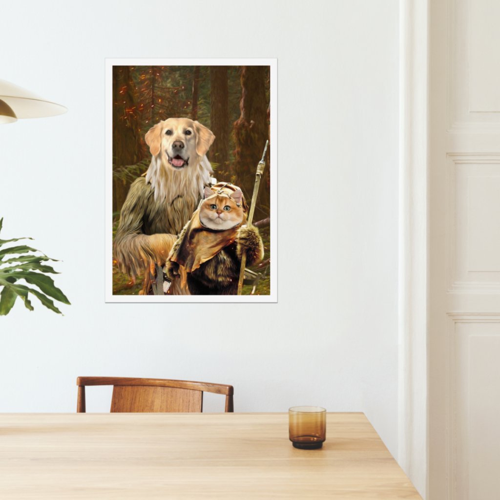 Pawbecca & Ewok (Star Wars Inspired): Custom Pet Poster - Paw & Glory - Dog Portraits - Pet Portraits