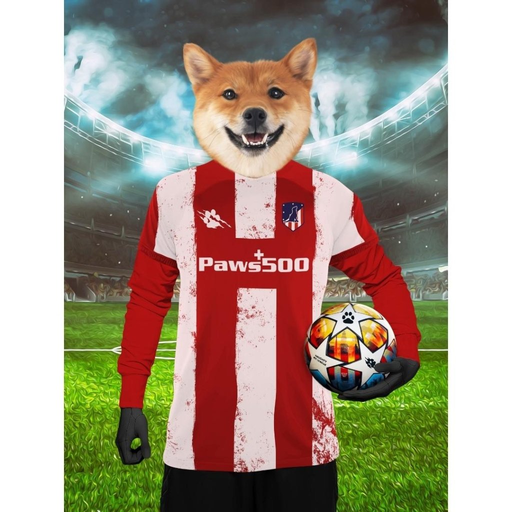 Pawtheletico Madrid Football Club: Custom Digital Download Pet Portrait - Paw & Glory - Dog Portraits - Pet Portraits