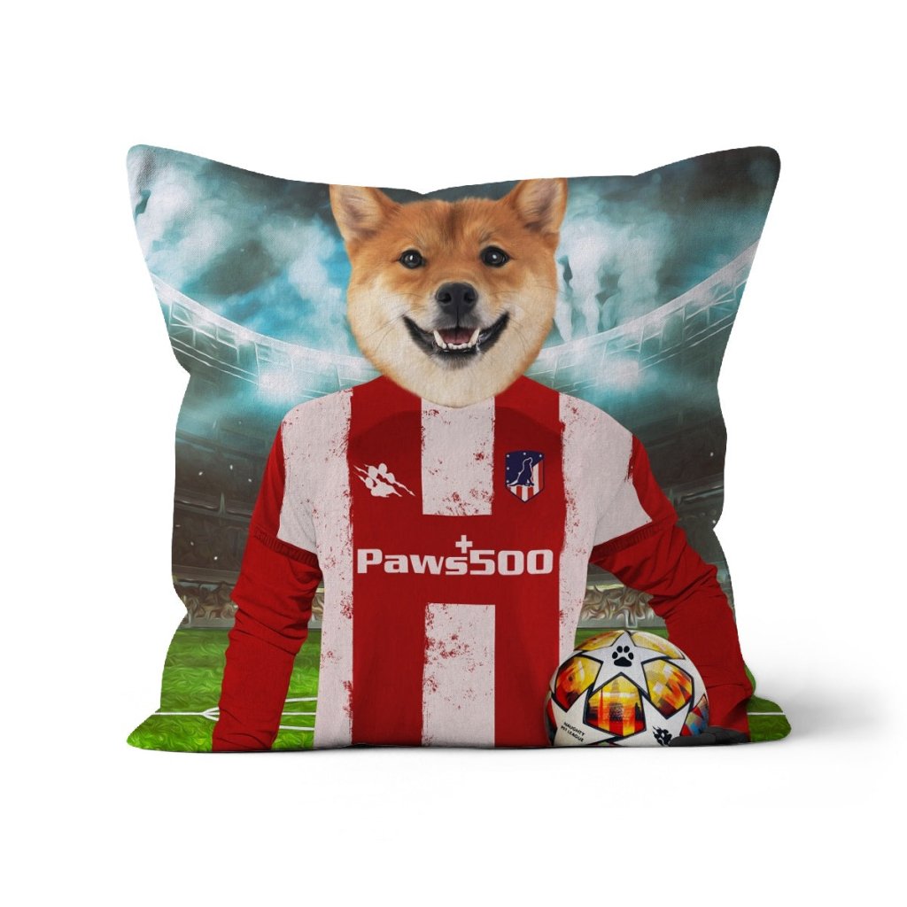 Pawtheletico Madrid Football Club: Custom Pet Pillow - Paw & Glory - Dog Portraits - Pet Portraits