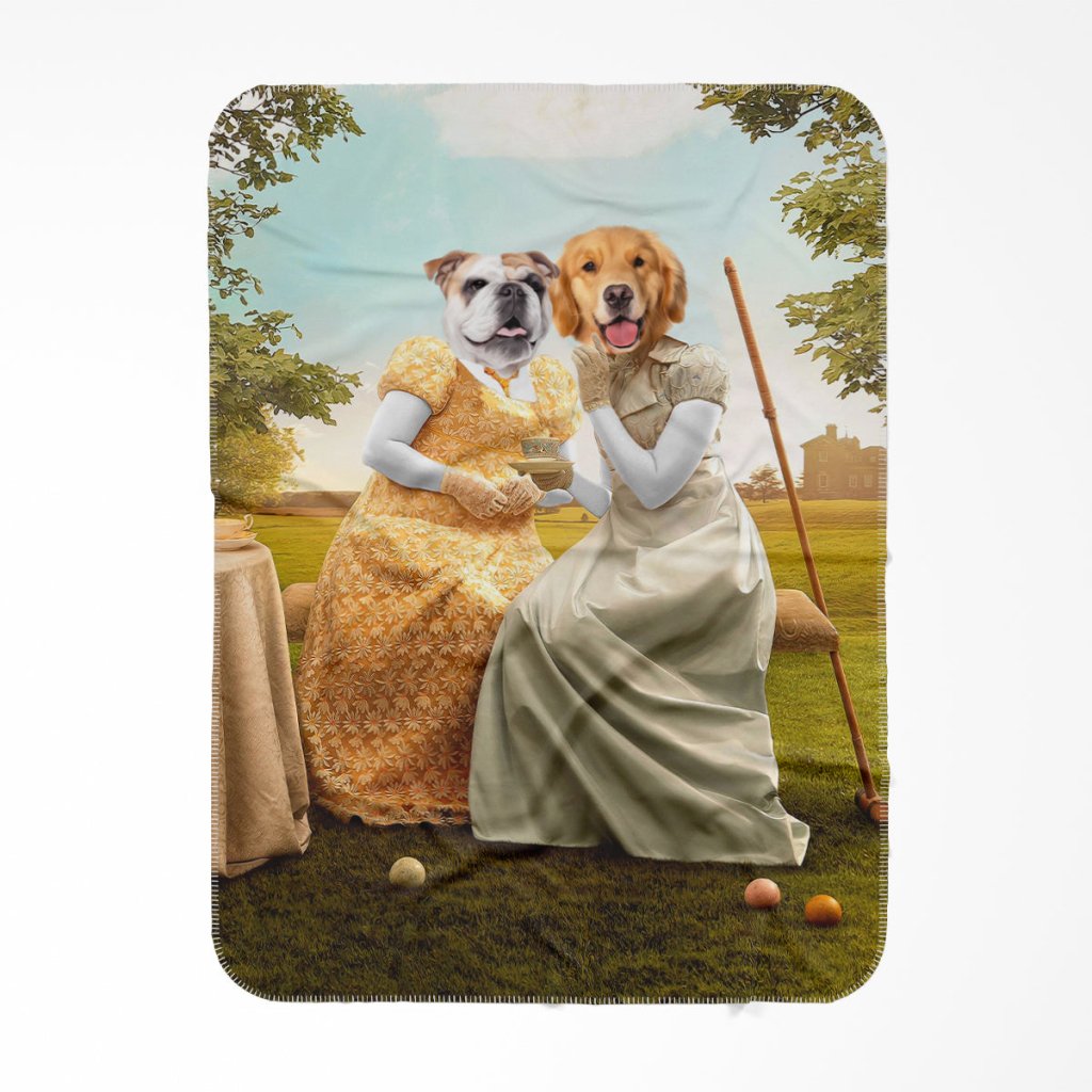 Penelope & Eloise (Bridgerton inspired): Custom Pet Blanket - Paw & Glory - Dog Portraits - Pet Portraits