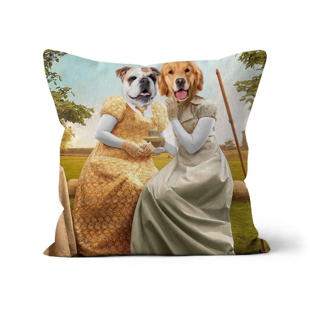 Penelope & Eloise (Bridgerton inspired): Custom Pet Pillow - Paw & Glory - Dog Portraits - Pet Portraits