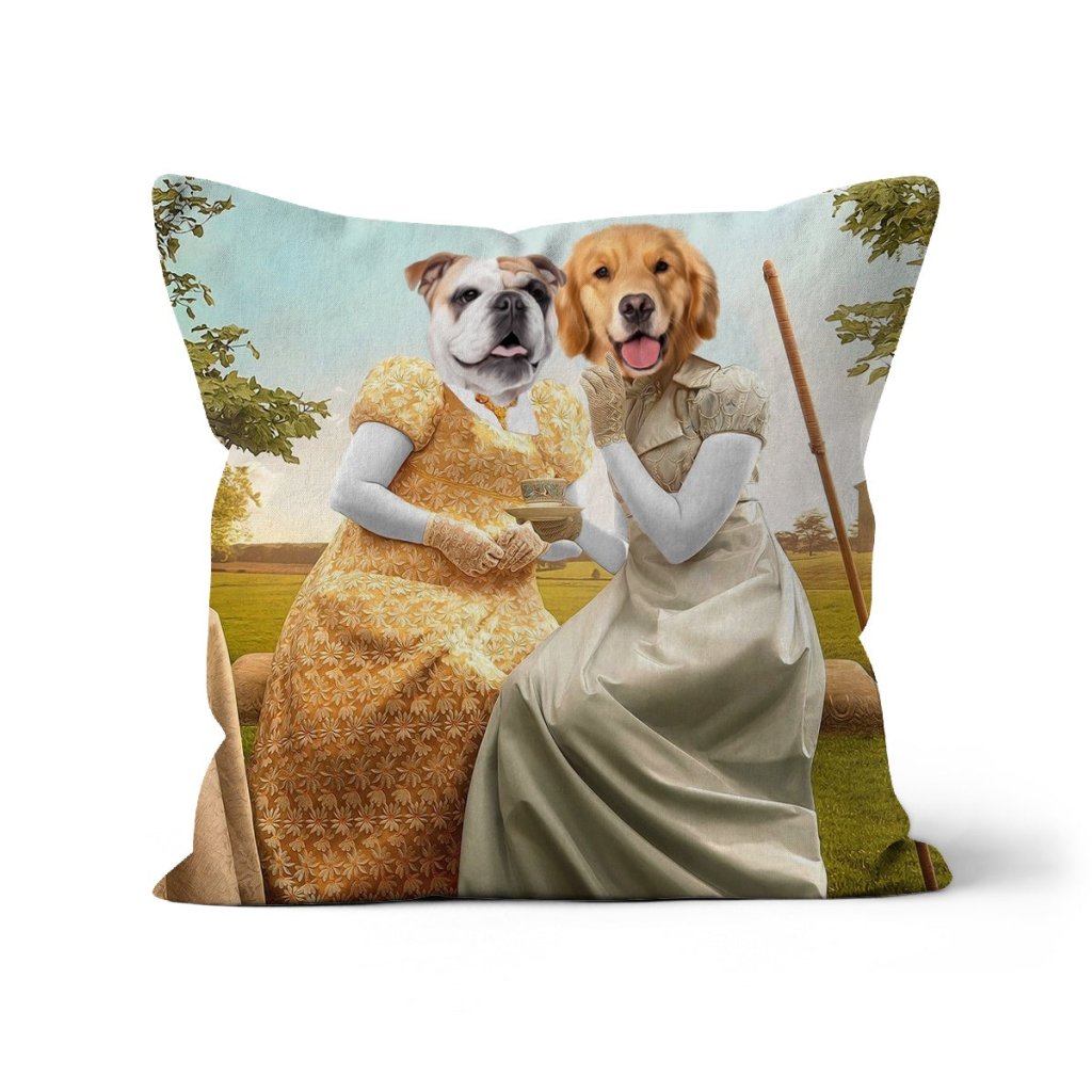 Penelope & Eloise (Bridgerton inspired): Custom Pet Pillow - Paw & Glory - Dog Portraits - Pet Portraits