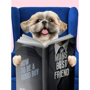 Pet Reading A Book: Custom Digital Download Pet Portrait - Paw & Glory - Dog Portraits - Pet Portraits