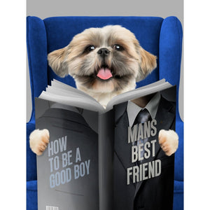 Pet Reading A Book: Custom Digital Download Pet Portrait - Paw & Glory - Dog Portraits - Pet Portraits