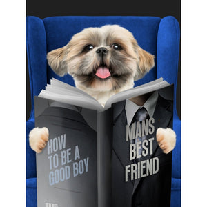 Pet Reading A Book: Custom Digital Download Pet Portrait - Paw & Glory - Dog Portraits - Pet Portraits