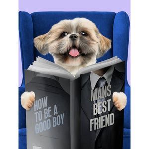 Pet Reading A Book: Custom Digital Download Pet Portrait - Paw & Glory - Dog Portraits - Pet Portraits