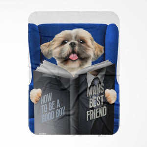 Pet Reading A Book: Custom Pet Blanket - Paw & Glory - Dog Portraits - Pet Portraits