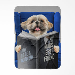 Pet Reading A Book: Custom Pet Blanket - Paw & Glory - Dog Portraits - Pet Portraits