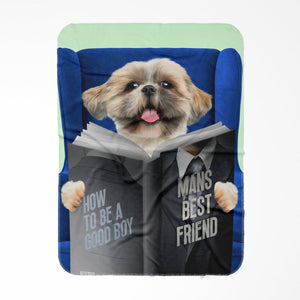 Pet Reading A Book: Custom Pet Blanket - Paw & Glory - Dog Portraits - Pet Portraits