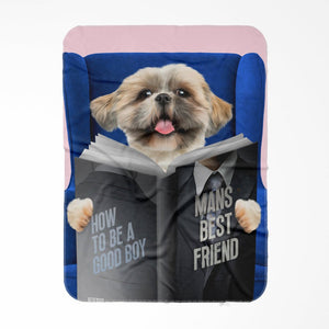 Pet Reading A Book: Custom Pet Blanket - Paw & Glory - Dog Portraits - Pet Portraits