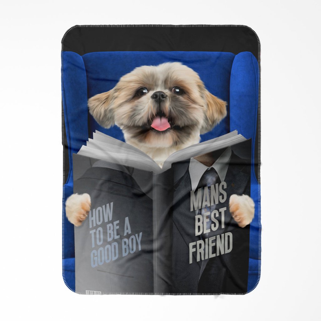 Pet Reading A Book: Custom Pet Blanket - Paw & Glory - Dog Portraits - Pet Portraits