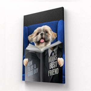 Pet Reading A Book: Custom Pet Canvas - Paw & Glory - Dog Portraits - Pet Portraits