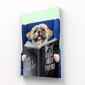 Pet Reading A Book: Custom Pet Canvas - Paw & Glory - Dog Portraits - Pet Portraits