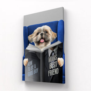 Pet Reading A Book: Custom Pet Canvas - Paw & Glory - Dog Portraits - Pet Portraits