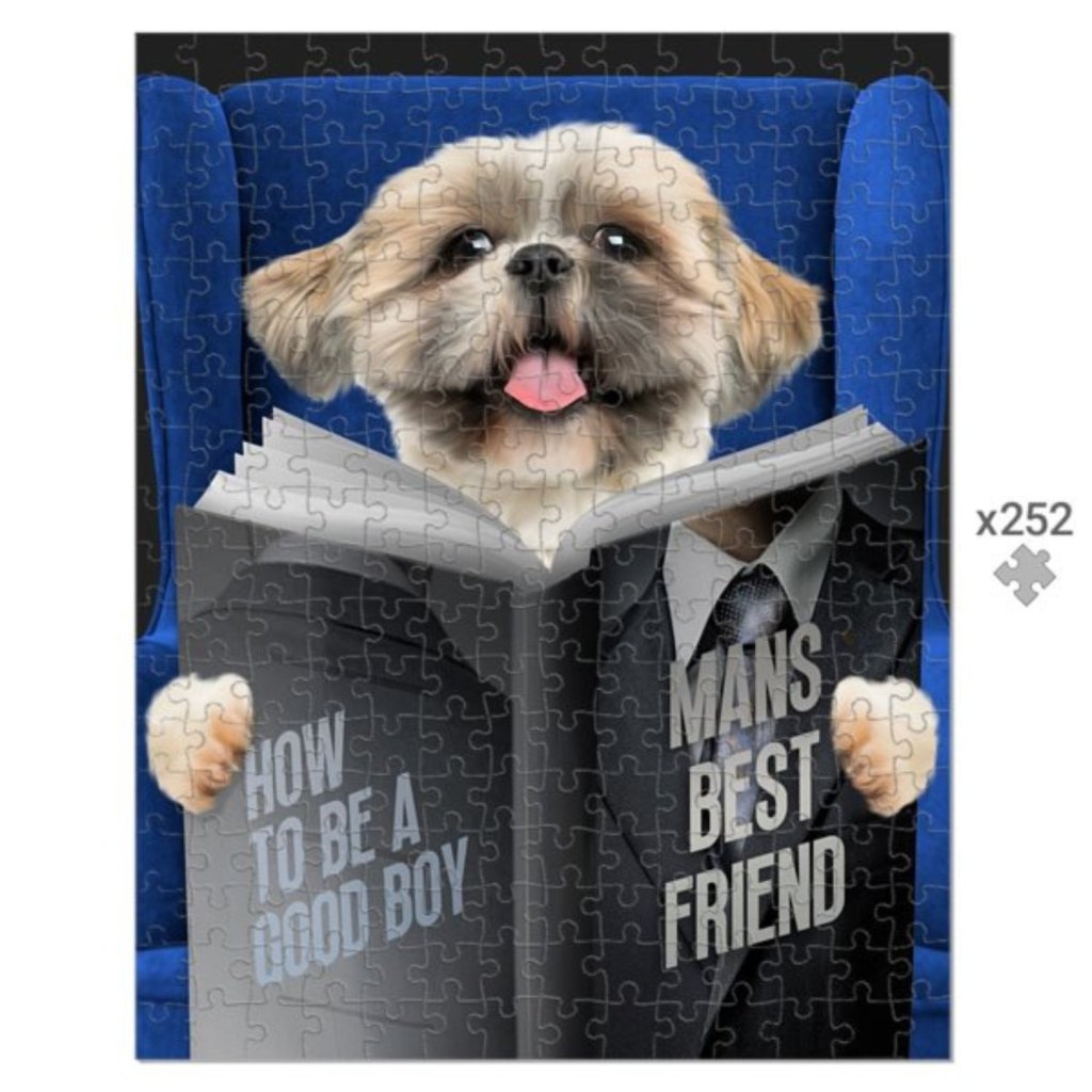 Pet Reading A Book: Custom Pet Puzzle - Paw & Glory - Dog Portraits - Pet Portraits